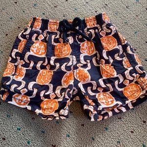 Vilebrequin Kids - Navy blue swim trunks with bright orange turtles size 8